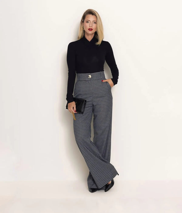 Calça pantalona xadrez